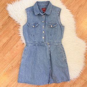 90s Vintage Denim Jumper Skort Romper Large
